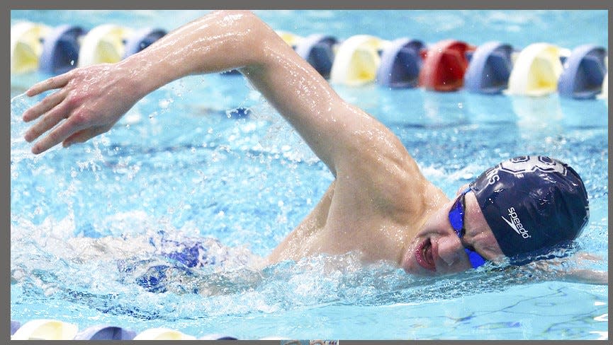 Bartlesville High School's Griffin Craig, shown during home competition last season, bolted to the state championship in the boys' 100 backstroke and to second place in the boys 200 individual medley during the Class 6A state swim finals on Feb. 10, 2023.