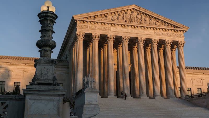 The Supreme Court is seen at sundown in Washington, on Nov. 6, 2020. 