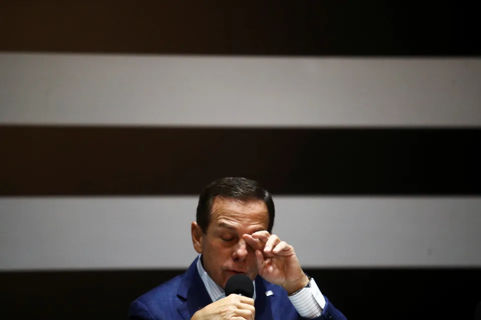 Sao Paulo&#x002019;s Governor Joao Doria speaks to the international media in Sao Paulo, Brazil March 22, 2022. REUTERS/Carla Carniel