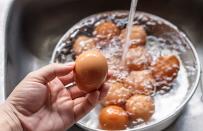 <p>Not sure if your eggs have gone bad? Don’t toss them quite yet — check them using this <a href="http://www.thedailymeal.com/cook/easiest-way-tell-if-your-eggs-have-gone-bad" rel="nofollow noopener" target="_blank" data-ylk="slk:super-simple method;elm:context_link;itc:0;sec:content-canvas" class="link "><b>super-simple method</b></a>. Place your eggs in a bowl and completely submerge them in water. If the eggs sink to the bottom or sit upright on the bottom of the bowl, they’re still good to go. If they float, get rid of those eggs ASAP.</p>