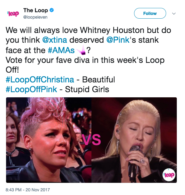 Pink was angered by this particular report on the incident, pitting the friends against each other. Source: Twitter