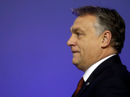 Hungary's Prime Minister Viktor Orban arrives to the meeting of heads of government Central and Eastern European countries and China in Riga, Latvia, November 5, 2016. REUTERS/Ints Kalnins