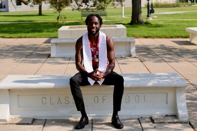 An athlete while he was in college, Miguel Agyei had to work to pay some of his expenses and needed help from an advocacy group to keep paying his rent as his tuition increased.