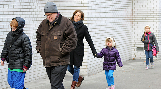 Philip Seymour Hoffman and Mimi O'Donnell with their children, Cooper Hoffman, Willa Hoffman, Tallulah Hoffman on December 16, 2013. Photo: Getty.