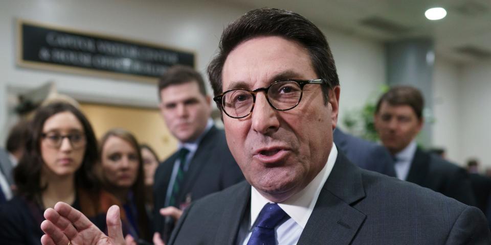 Speaking to reporters, Jay Sekulow, President Donald Trump's personal lawyer, attacks the Democrat's arguments in the impeachment trial of the president on charges of abuse of power and obstruction of Congress, in Washington, Friday, Jan. 24, 2020. (AP Photo/J. Scott Applewhite)