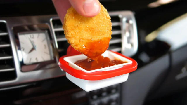 Saucemoto Dip Clip | An in-car sauce holder for ketchup and dipping sauces.  As seen on Shark Tank (2 Pack, Gray)