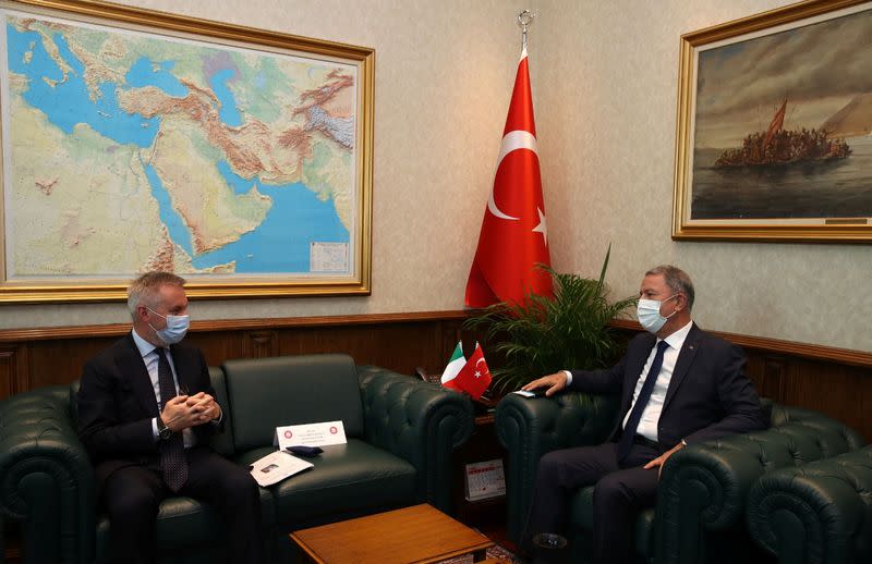 Turkish Defence Minister Akar meets with his Italian counterpart Guerini?in Ankara