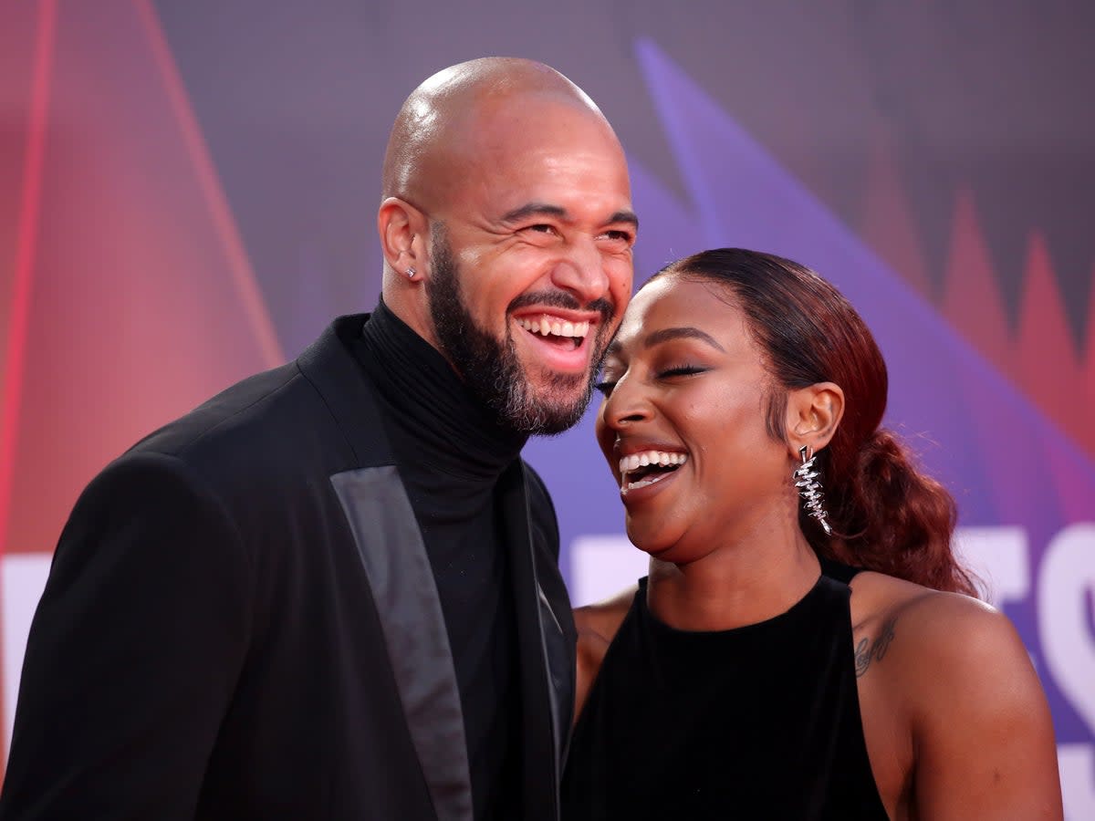 Darren Randolph and Alexandra Burke attend the "King Richard" UK Premiere during the 65th BFI London Film Festival at The Royal Festival Hall on October 15, 2021 (Getty Images for BFI)