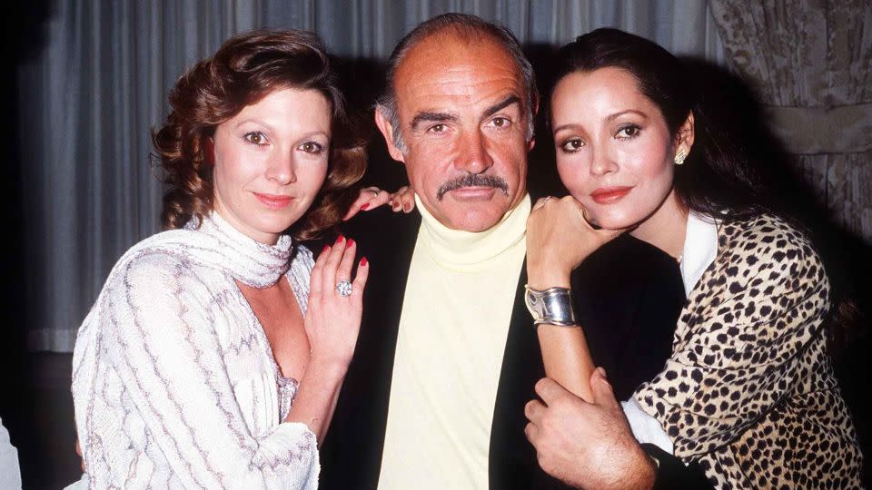 Pamela Salem (left) with "Never Say Never Again" costars Sean Connery and Barbara Carrera in 1983. - Mirrorpix/Getty Images