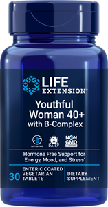 Life Extension's new supplement Youthful Woman 40+ with B-Complex combines a variety of active B vitamins with a patented Siberian rhubarb extract to help combat general fatigue, feelings of stress and other discomforts women commonly experience with age.