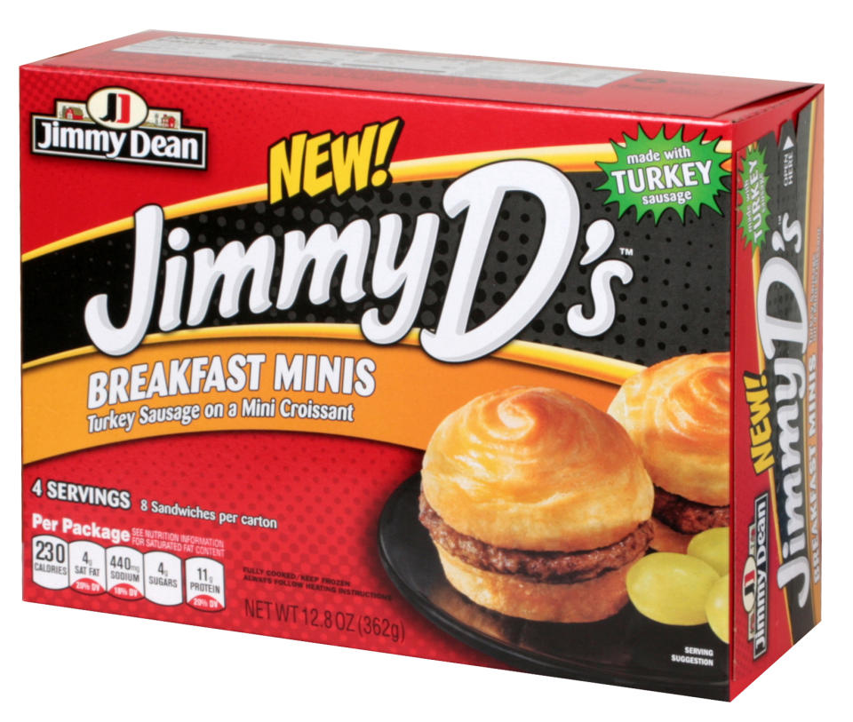 This product image provided by Sara Lee, shows the New Jimmy D's breakfast minis. On-the-go Americans are increasingly consuming their morning calories over several hours instead of sitting down to devour a plate of pancakes, bacon and eggs in one sitting. (AP Photo/Sara Lee)