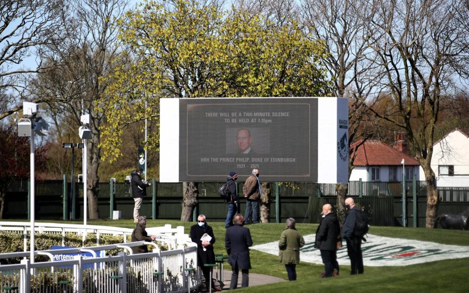 The two minute-silence for the late Prince Philip at Aintree - Getty Images