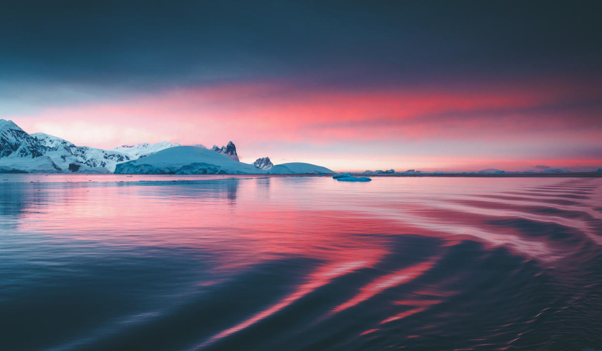 pastel sunset in Antarctica