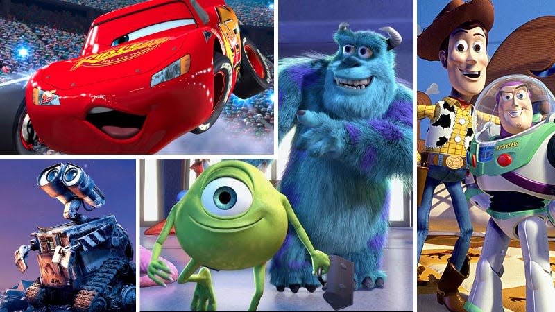 Cars, Monsters Inc., Toy Story, WALL-E