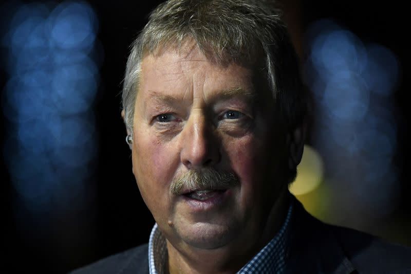 FILE PHOTO: Democratic Unionist Party (DUP) Brexit spokesman Sammy Wilson MP speaks to media after the DUP annual party conference in Belfast