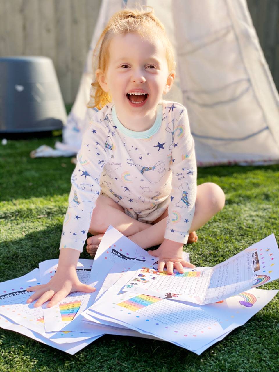 Nichola's daughter Arya with her letters (Credit: Nichola Venables) 