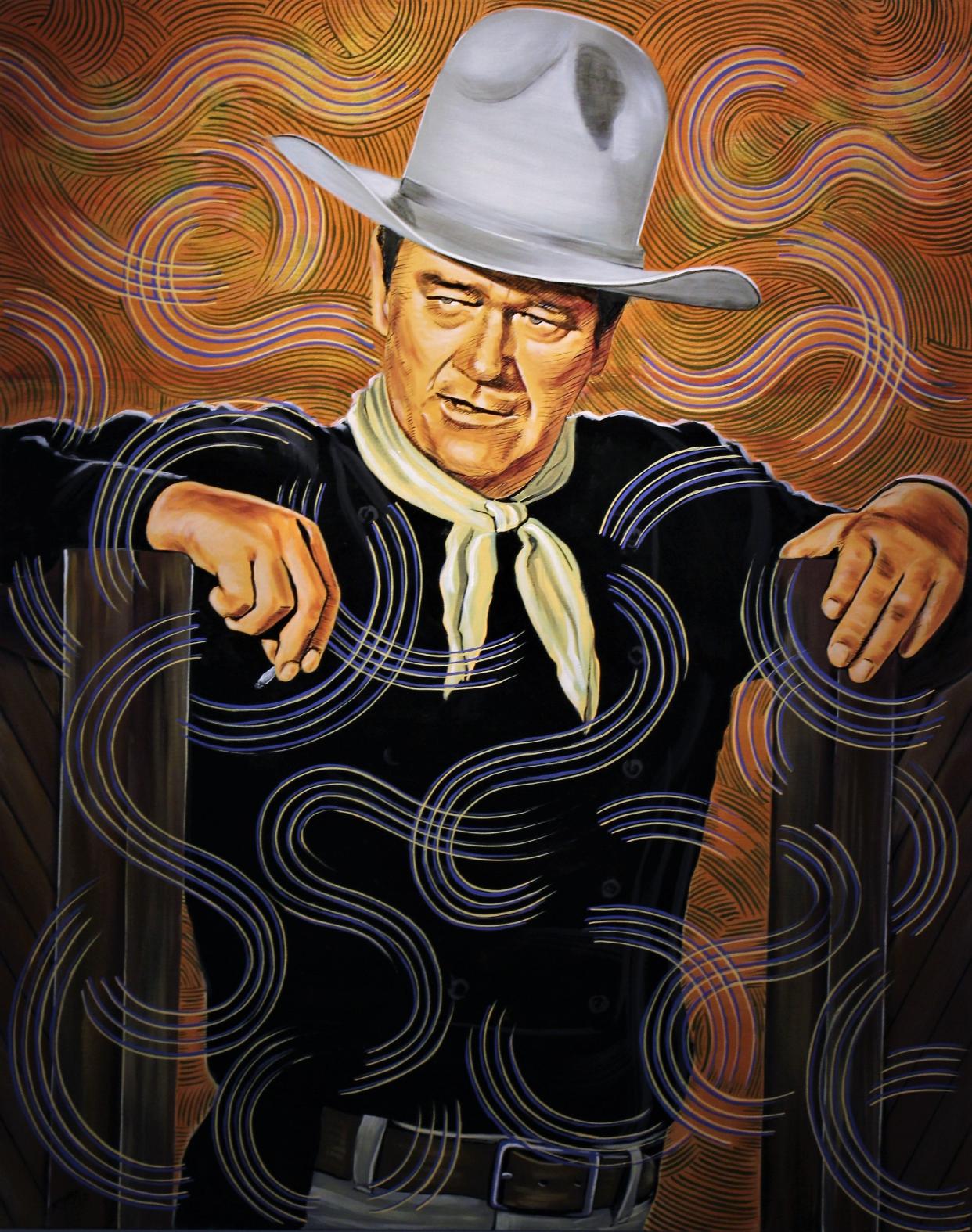"John Wayne No. 7" by Chuck Roach, an acrylic on canvas on display in the group show "Heritage" at the Center for Contemporary Arts.