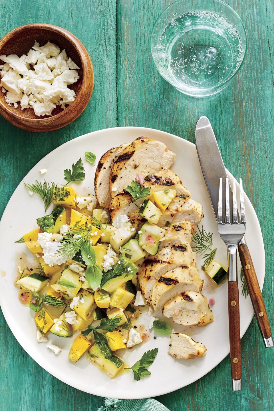 Grilled Chicken with Quick-Pickled Squash Salad