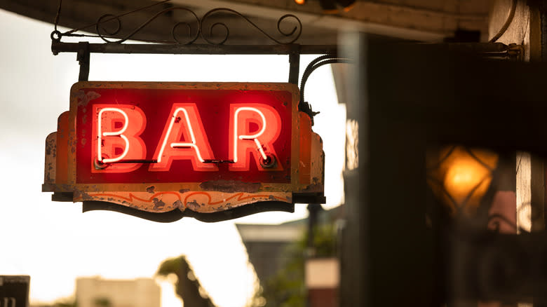 neon glowing bar sign