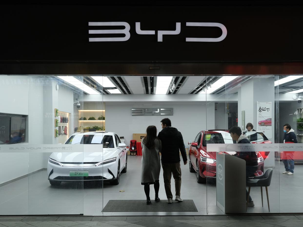 BYD EV car store in Shanghai, China, in 2021.