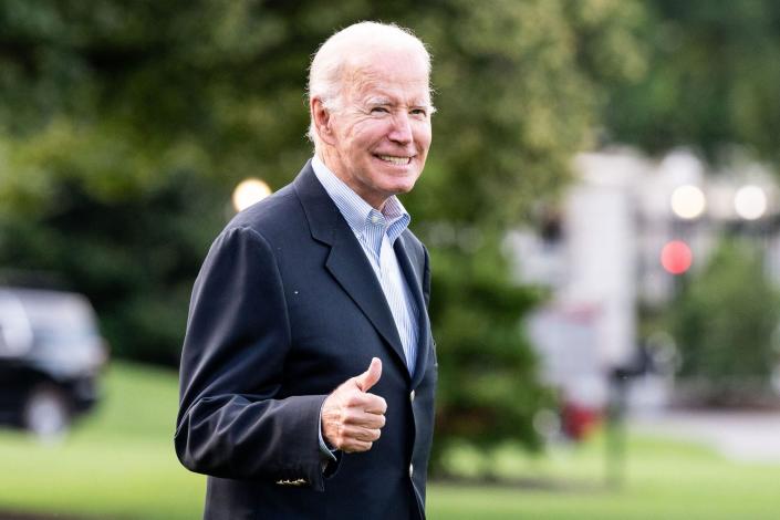 Mandatory Credit: Photo by Michael Brochstein/SOPA Images/Shutterstock (13074650i) President Joe Biden leaving the White House to go to Rehoboth Beach, Delaware. President Joe Biden Leaving the White House to Rehoboth Beach - 07 Aug 2022