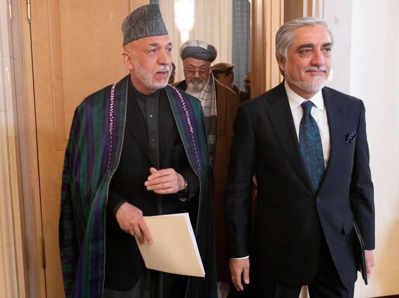 Afghan former President Hamid Karzai attends the Afghan peace conference in Moscow