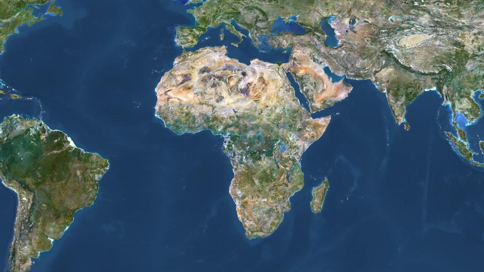 A satellite map showing Africa.