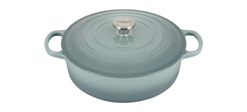 Le Creuset Enameled Cast Iron Signature Round Wide Dutch Oven, 6.75 qt, Sea Salt