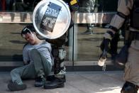 Anti-government protesters gather at the Central District in Hong Kong