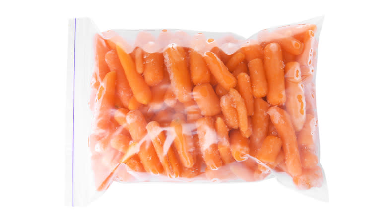 Freezer bag of carrots