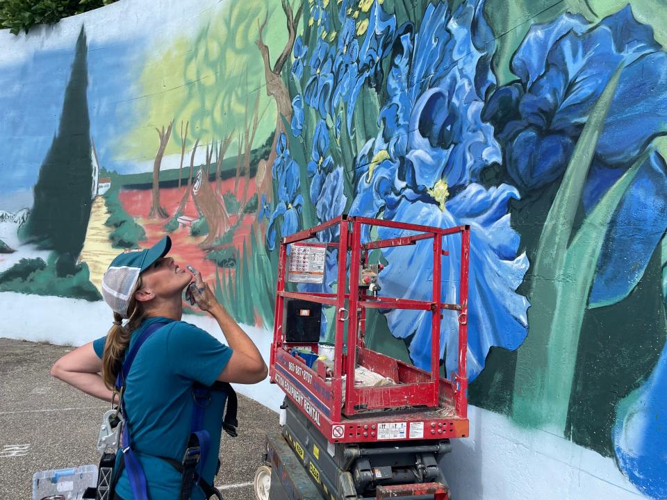 Norwich artist Candice Flewharty is painting a mural at Reliance Health's Cliff Street location. There will be Paint and Volunteer Days on Saturday, Sept. 23, and Oct. 11, 14 and 18, where community members can help paint the mural, guided by Flewharty.