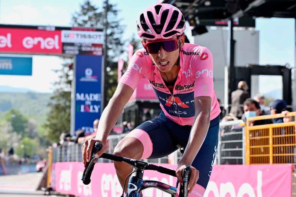 Egan Bernal was taken to hospital on Monday after crashing in training  (AP)