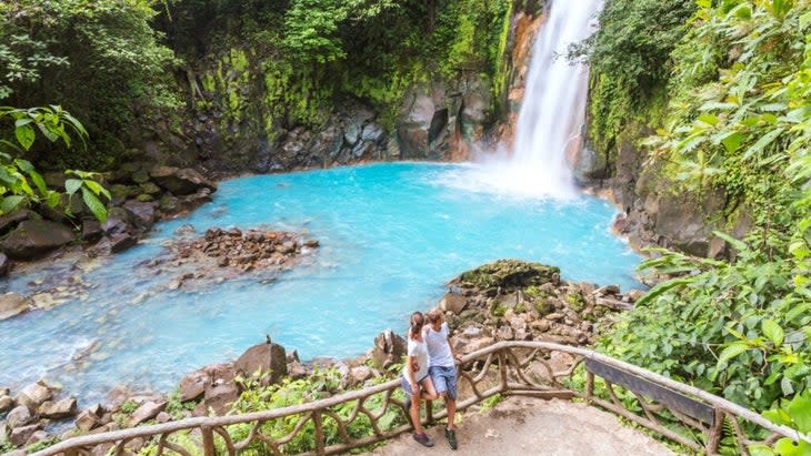 The Rio Celeste waterfall in Costa Rica's Tenorio Volcano National Park