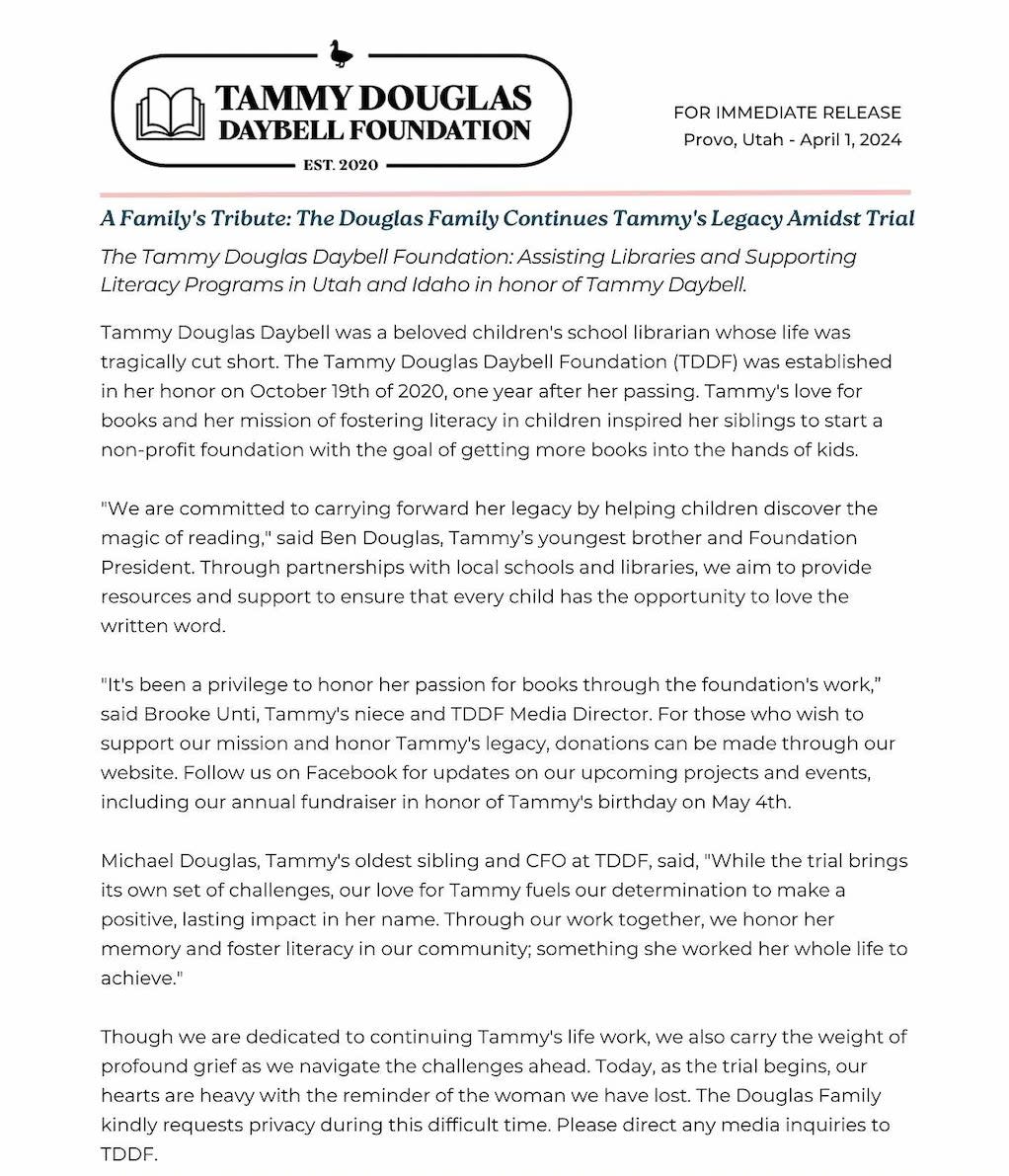  (Tammy Douglas Daybell Foundation)