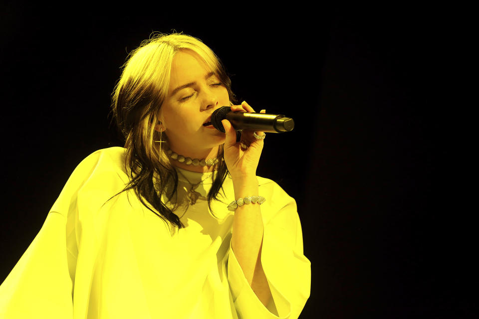 Billie Eilish performs live on stage at the 2020 Spotify Best New Artist Party at The Lot Studios on Thursday, Jan. 23, 2020, in West Hollywood, Calif. (Photo by Willy Sanjuan/Invision/AP)