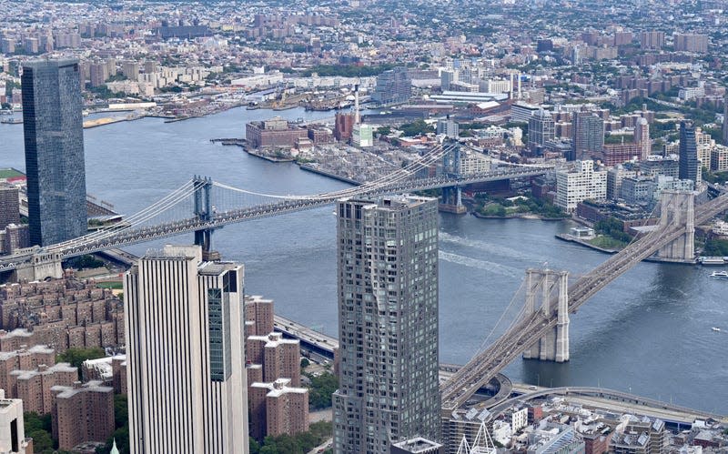 The Brooklyn (right) and Manhattan Bridges in New York City