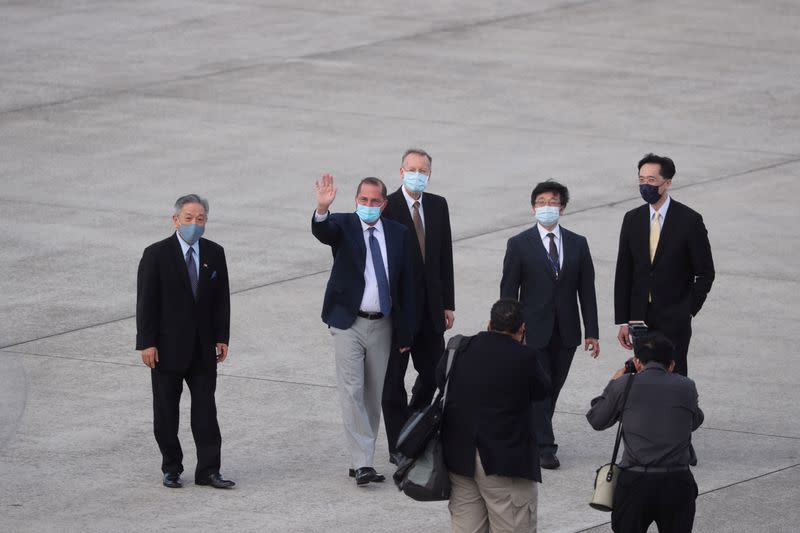 U.S. Secretary of HHS Azar arrives at Taipei Songshan Airport