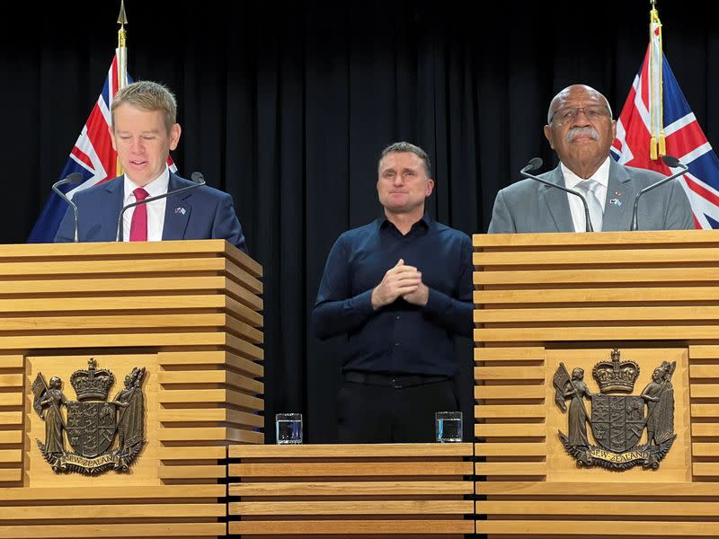 Fiji Prime Minister Sitiveni Rabuka and New Zealand Prime Minister Chris Hipkins hold press conference in Wellington