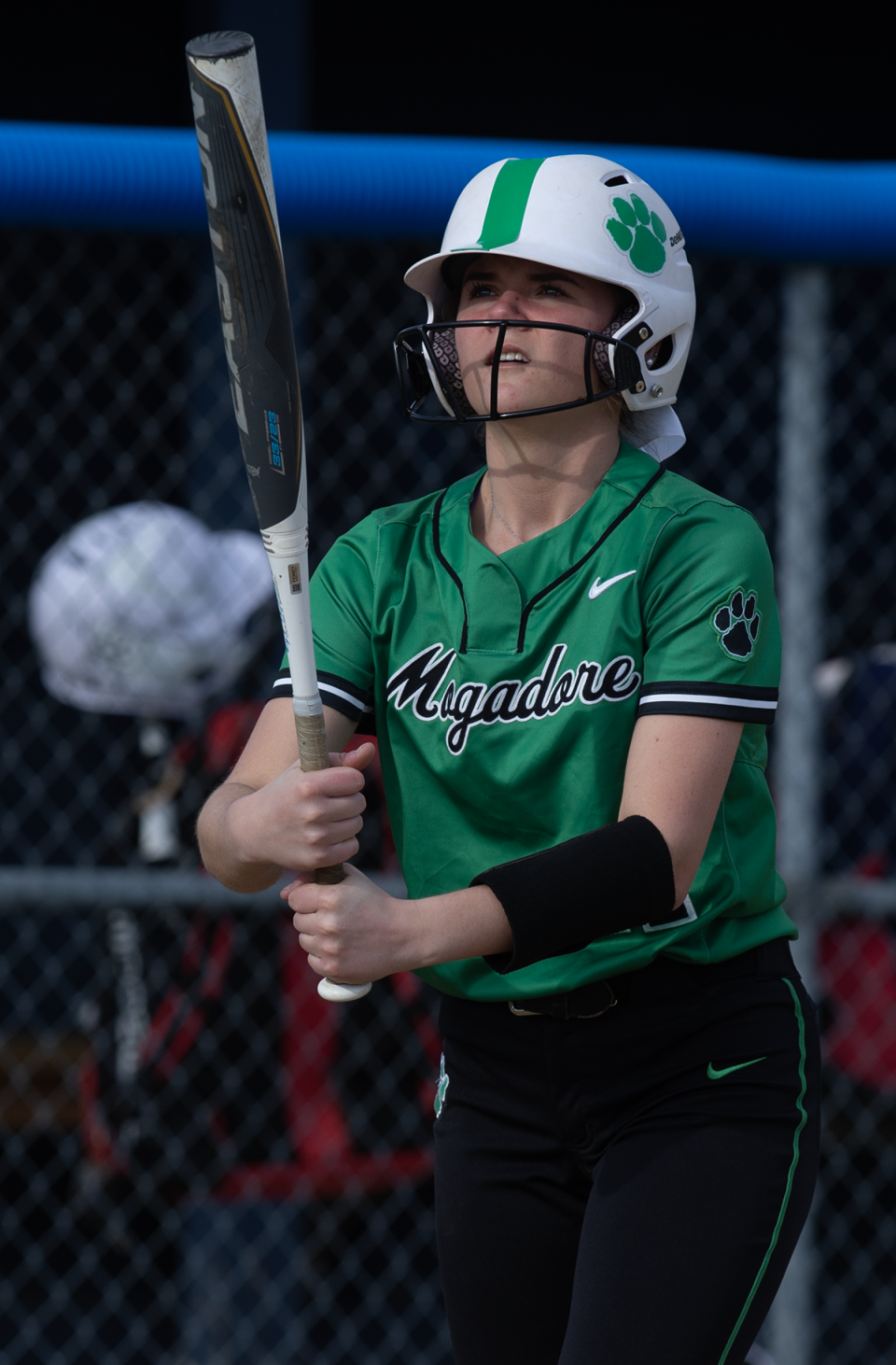 Katie Gardner steps into the batter's box. Rootstown hosted Mogadore for softball on Tuesday, April 11.