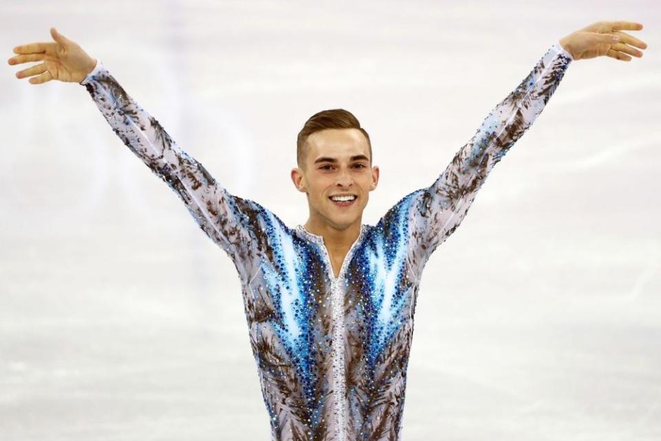 Adam Rippon competing during the 2018 Winter Olympics