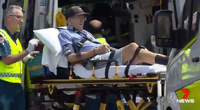 All of the bus passengers were taken to hospital for treatment. Photo: 7 News