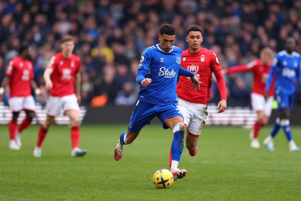 <a class="link " href="https://sports.yahoo.com/soccer/players/453255" data-ylk="slk:Ben Godfrey;elm:context_link;itc:0">Ben Godfrey</a> of Everton (Photo by Marc Atkins/Getty Images)