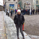 Katie Couric tested out her French skills while visiting Quebec, captioning this photo, "Bonjour! Ou est moi (Or something like that!) Francophiles help me out!!!" 