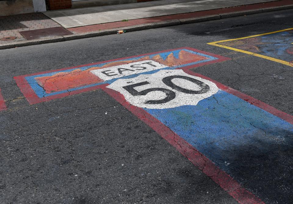 Black Lives Matter mural on Race Street July 14, 2023, in Cambridge, Maryland.