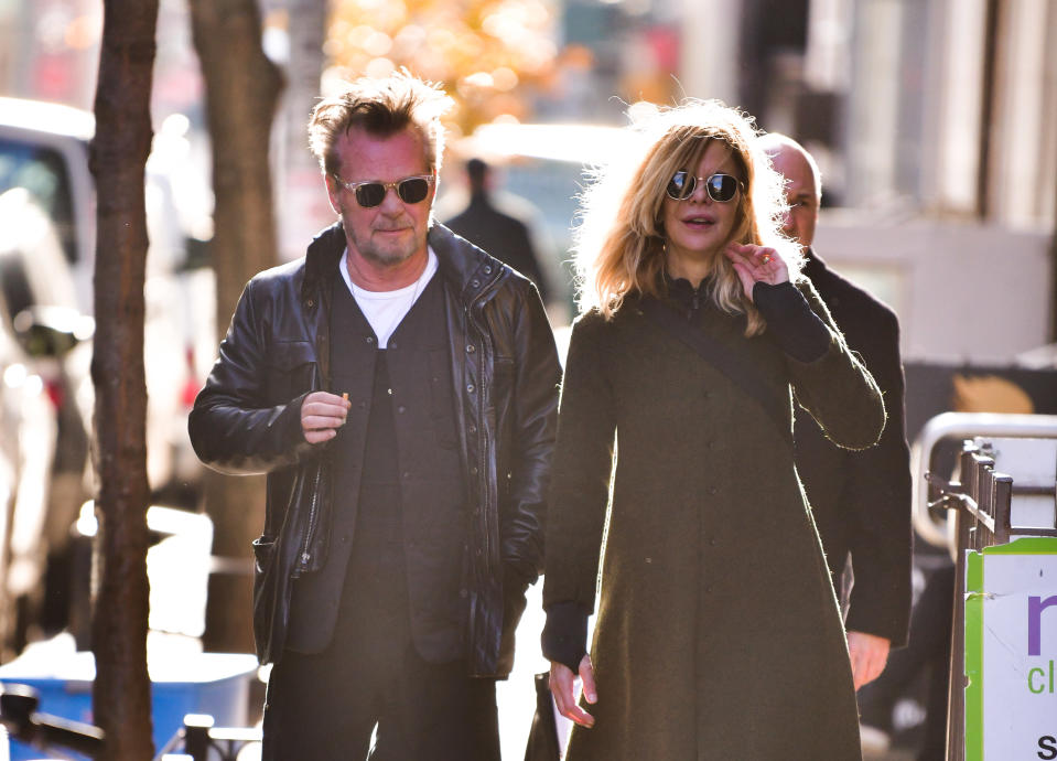 NEW YORK, NY - DECEMBER 03:  John Mellencamp and Meg Ryan seen on the streets of Manhattan on December 3, 2018 in New York City.  (Photo by James Devaney/GC Images)