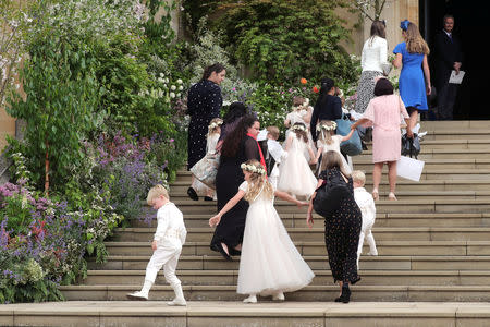 The bridal party and special attendants walk into the chapel for the wedding of Lady Gabriella Windsor and Mr Thomas Kingston at St George's Chapel in Windsor Castle, near London, Britain May 18, 2019. Chris Jackson/Pool via REUTERS