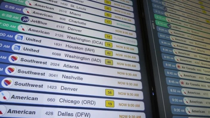 A display at LaGuardia Airport shows flights, many of them delayed, early Wednesday. A computer outage at the Federal Aviation Administration brought flights to a standstill across the U.S., with hundreds of delays quickly cascading through the system at airports nationwide. (Photo: Seth Wenig/AP)