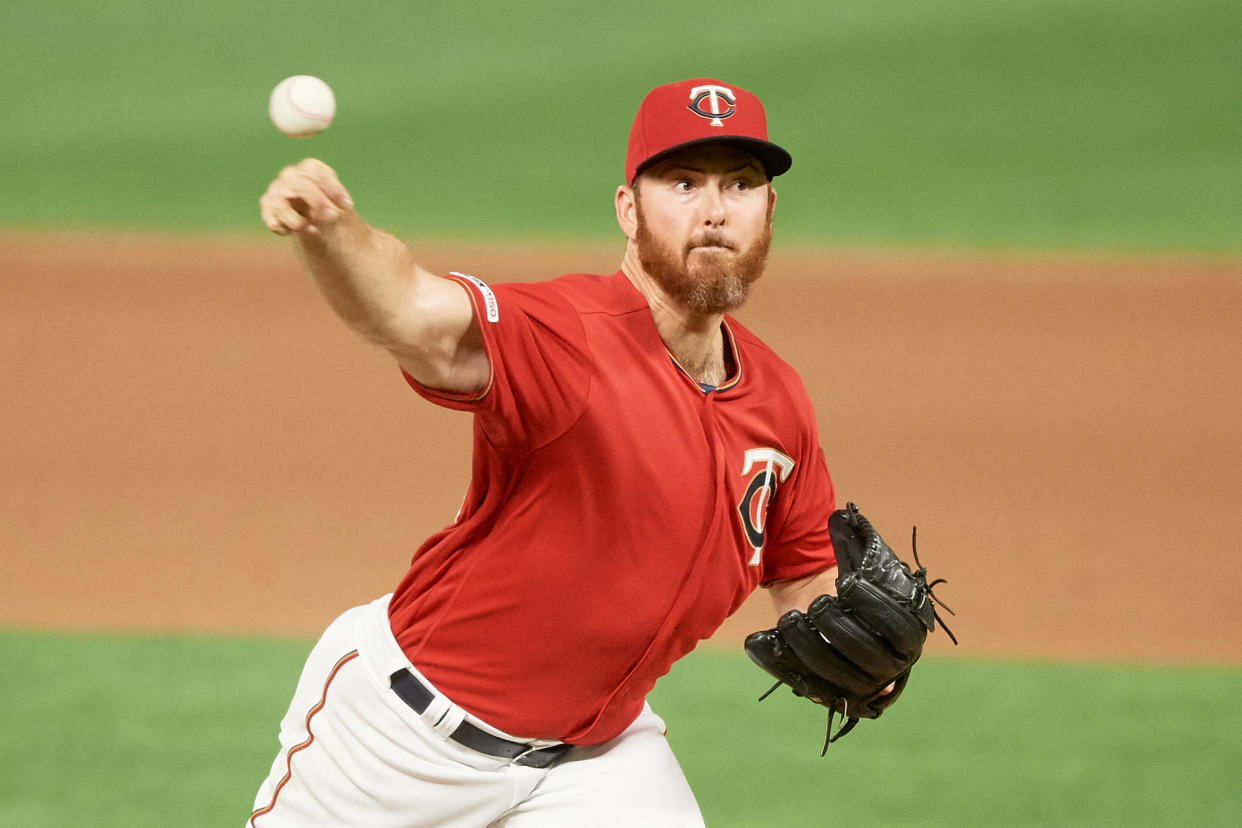 Former Twins pitcher Sam Dyson is reportedly being investigated by MLB for domestic violence. (Photo by Hannah Foslien/Getty Images)