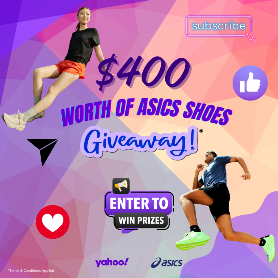 Asics Giveaway. Click to join! PHOTO: Yahoo Life Singapore