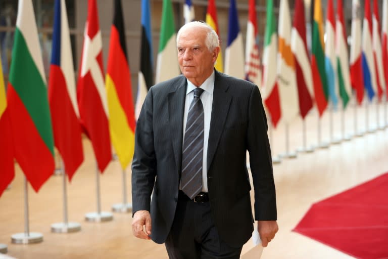 El alto representante para la Política Exterior y de Seguridad de la Unión Europea, Josep Borrell, llega a una reunión con los ministros del bloque en Bruselas el 27 de mayo de 2024 (François Walschaerts)